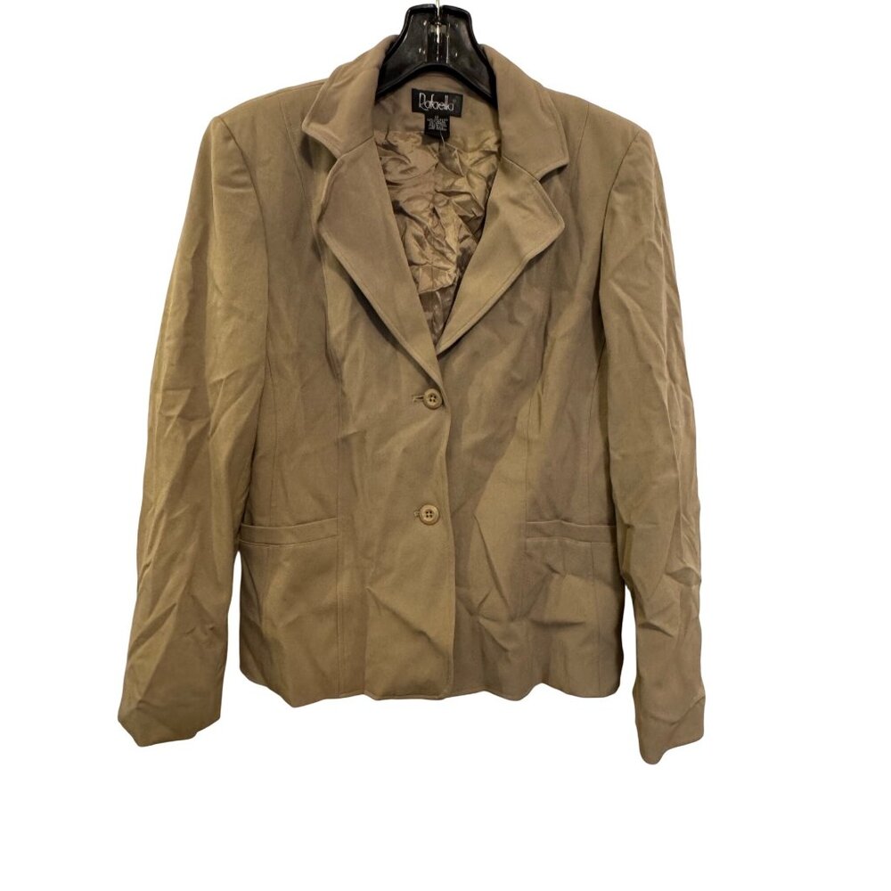 Rafaella Womens Tan Blazer Size 12 Polyester Blend Button Front Classic Fit Offi